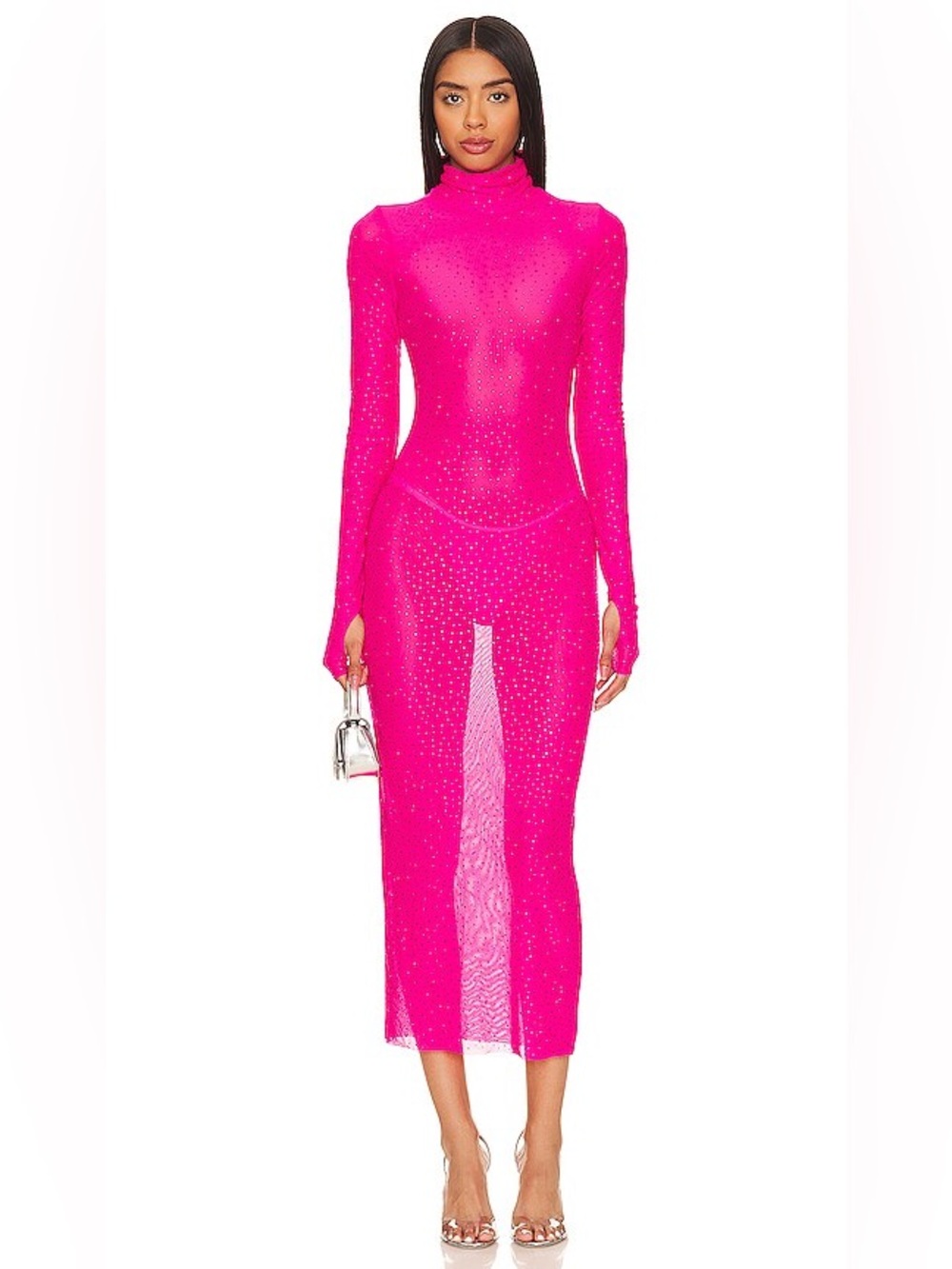 AFRM Shailene Rhinestone Dress | Small | Glow Pink